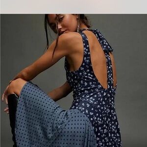 Free People Navy Backless Floral Dress